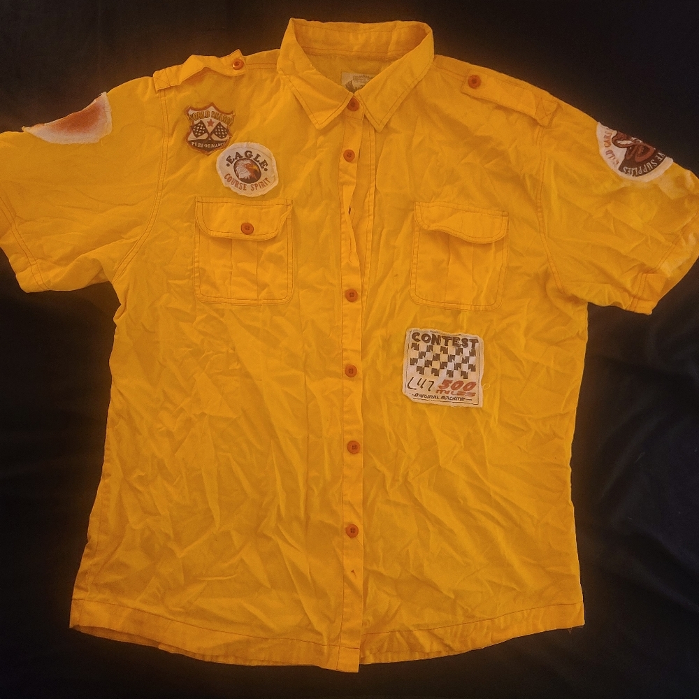 Smoke Rise Graphic Motor Mechanic Shirt | Yellow